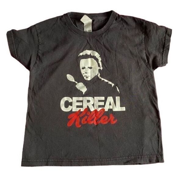 Michael Myers Fruit of the Loom cereal unisex kuds Halloween T-shirt, S/5/6 - Picture 2 of 4